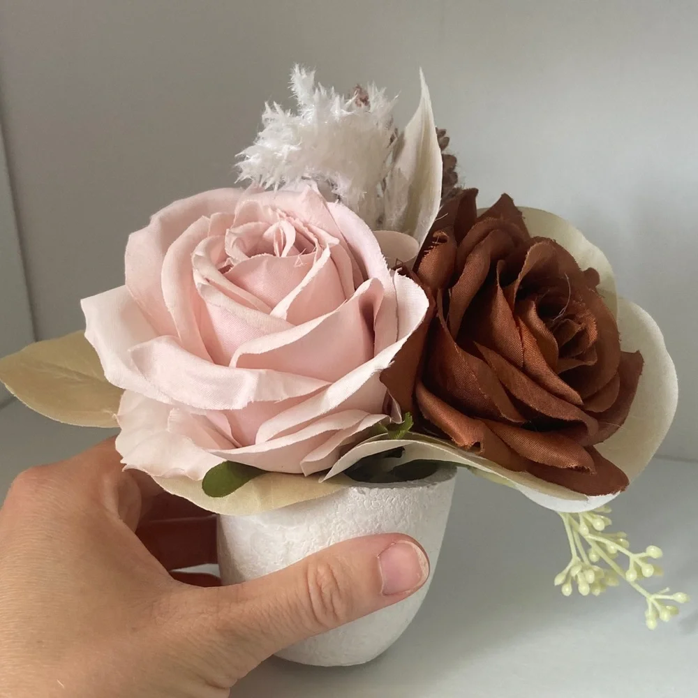 Faux Flowers Centerpiece Set - Cream/Blush/Brown - Picture 3 of 5